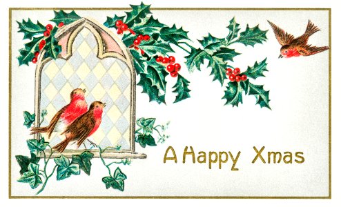 A Happy Xmas Postcard (1912) by J. Herman.. Free illustration for personal and commercial use.