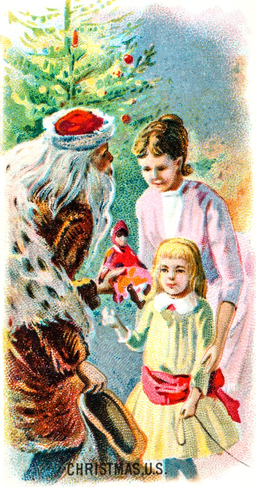 Christmas, United States, from the Holidays series (N80) (1890) by by W. Duke, Sons & Co.. Free illustration for personal and commercial use.