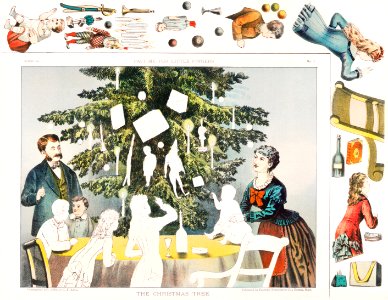 Pastime for Little Fingers–The Christmas Tree (1881) by Pastime Publishing Co.. Free illustration for personal and commercial use.