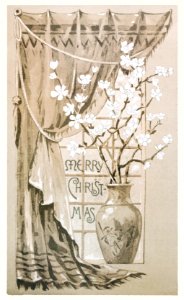 Christmas Card Depicting a Vase of Flowers (1865–1899) by L. Prang & Co.. Free illustration for personal and commercial use.