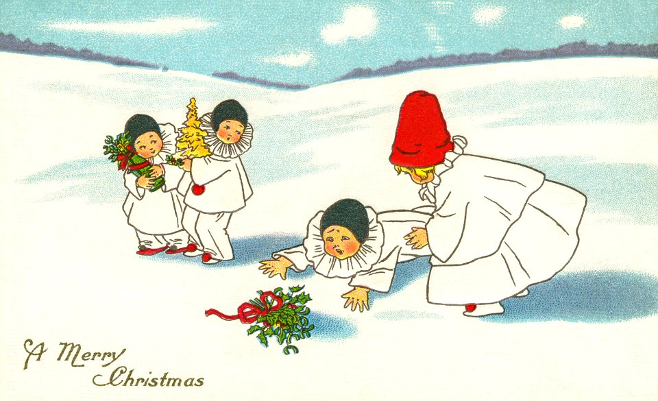 Vintage Christmas Postcard (1916) by Stecher Lithographic Comapany.. Free illustration for personal and commercial use.