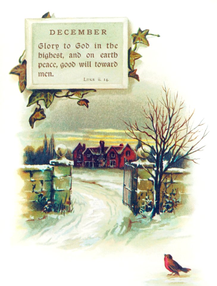 Winter landscape from Mottoes for the Month (1893) by Frances Ridley Havergal.. Free illustration for personal and commercial use.