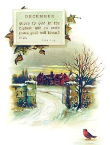 Winter landscape from Mottoes for the Month (1893) by Frances Ridley Havergal.. Free illustration for personal and commercial use.