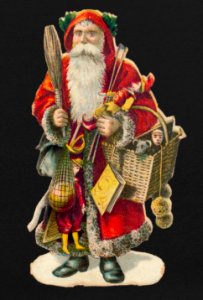 Santa Claus with a Basket of Toys (1870).. Free illustration for personal and commercial use.