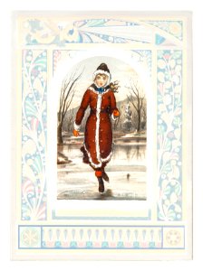 Christmas Card Depicting Woman Ice-Skating (1865–1899) by L. Prang & Co.. Free illustration for personal and commercial use.