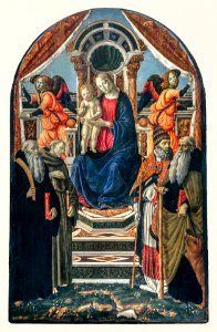 Madonna and Child Enthroned with Saints and Angels by Francesco Botticini (1446–1498).. Free illustration for personal and commercial use.