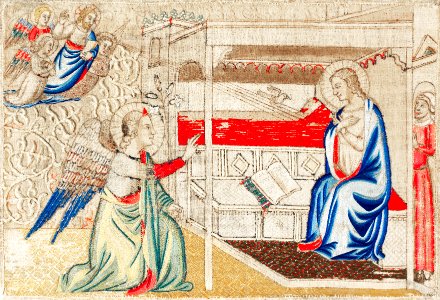 The Annunciation (ca.1330–40) by anonymous.. Free illustration for personal and commercial use.