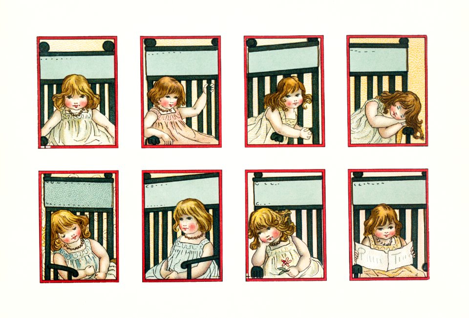 Christmas Card Depicting Girls (1865–1899) by L. Prang & Co.. Free illustration for personal and commercial use.