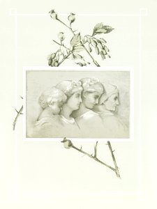 Christmas and New Year cards depicting profiles of four women from The Miriam and Ira D. Wallach Division of Art, Prints and Photographs: Picture Collection published by L. Prang & Co.. Free illustration for personal and commercial use.