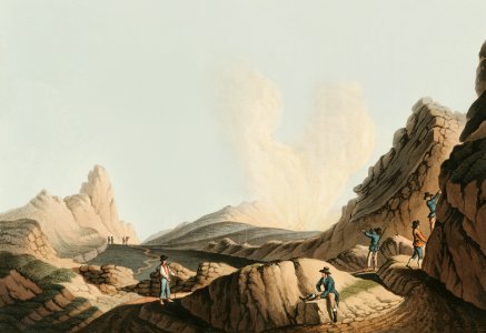 Crater in the Island of Stromboli from Views in the Ottoman Dominions, in Europe, in Asia, and some of the Mediterranean islands (1810) illustrated by Luigi Mayer (1755-1803).