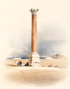 Pompey's Pillar Alexandria illustration by David Roberts (1796–1864).. Free illustration for personal and commercial use.