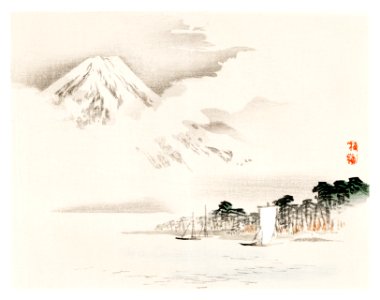 View of Mount Fuji by Kōno Bairei (1844-1895). Digitally enhanced from our own original 1913 edition of Bairei Gakan.