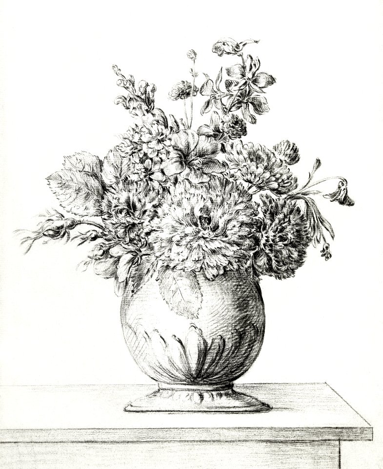 Flowers in a vase by Jean Bernard (1775-1883).