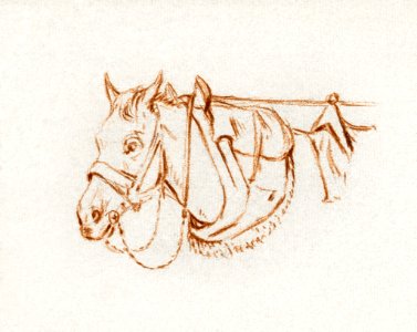 Head of a rigged horse (1815) by Jean Bernard (1775-1883).. Free illustration for personal and commercial use.