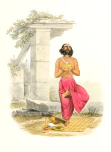 Pooja to Soorya (Sun) from The Sundhya or the Daily Prayers of the Brahmins (1851) by Sophie Charlotte Belnos (1795–1865).. Free illustration for personal and commercial use.