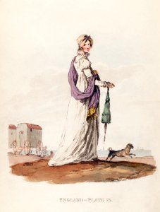 Illustration of a lady in Summer dress from Picturesque Representations of the Dress and Manners of the English(1814) by William Alexander (1767-1816).. Free illustration for personal and commercial use.