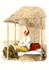 The Brahmin's first morning prayer to the Gooroo on rising from The Sundhya or the Daily Prayers of the Brahmins (1851) by Sophie Charlotte Belnos (1795–1865).. Free illustration for personal and commercial use.