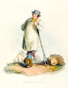 Illustration of a farmer's boy from Picturesque Representations of the Dress and Manners of the English(1814) by William Alexander (1767-1816).