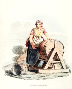 Illustration of a dairy-maid from Picturesque Representations of the Dress and Manners of the English(1814) by William Alexander (1767-1816).. Free illustration for personal and commercial use.