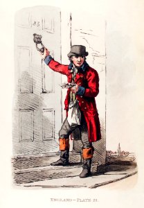 Illustration of postman from Picturesque Representations of the Dress and Manners of the English(1814) by William Alexander (1767-1816).. Free illustration for personal and commercial use.