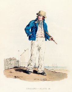 Illustration of a sailor from Picturesque Representations of the Dress and Manners of the English(1814) by William Alexander (1767-1816).