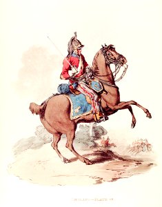 Illustration of a dragoon from Picturesque Representations of the Dress and Manners of the English(1814)by William Alexander (1767-1816).