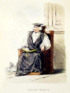 Illustration of a bishop from Picturesque Representations of the Dress and Manners of the English(1814) by William Alexander (1767-1816).