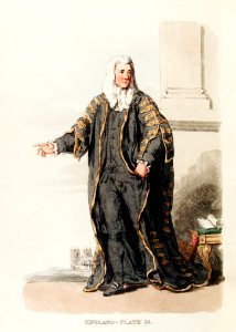 Illustration of the speaker of the House of Commons from Picturesque Representations of the Dress and Manners of the English(1814) by William Alexander (1767-1816).