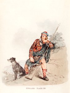 Illustration of a highland shepherd from Picturesque Representations of the Dress and Manners of the English(1814) by William Alexander (1767-1816).. Free illustration for personal and commercial use.