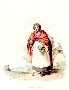 Illustration of market-woman from Picturesque Representations of the Dress and Manners of the English(1814) by William Alexander (1767-1816).
