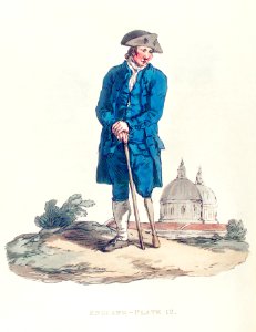Illustration of a greenwich pensioner from Picturesque Representations of the Dress and Manners of the English(1814) by William Alexander (1767-1816).. Free illustration for personal and commercial use.