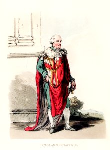 Illustration of peer in his robes from Picturesque Representations of the Dress and Manners of the English(1814) by William Alexander (1767-1816).. Free illustration for personal and commercial use.