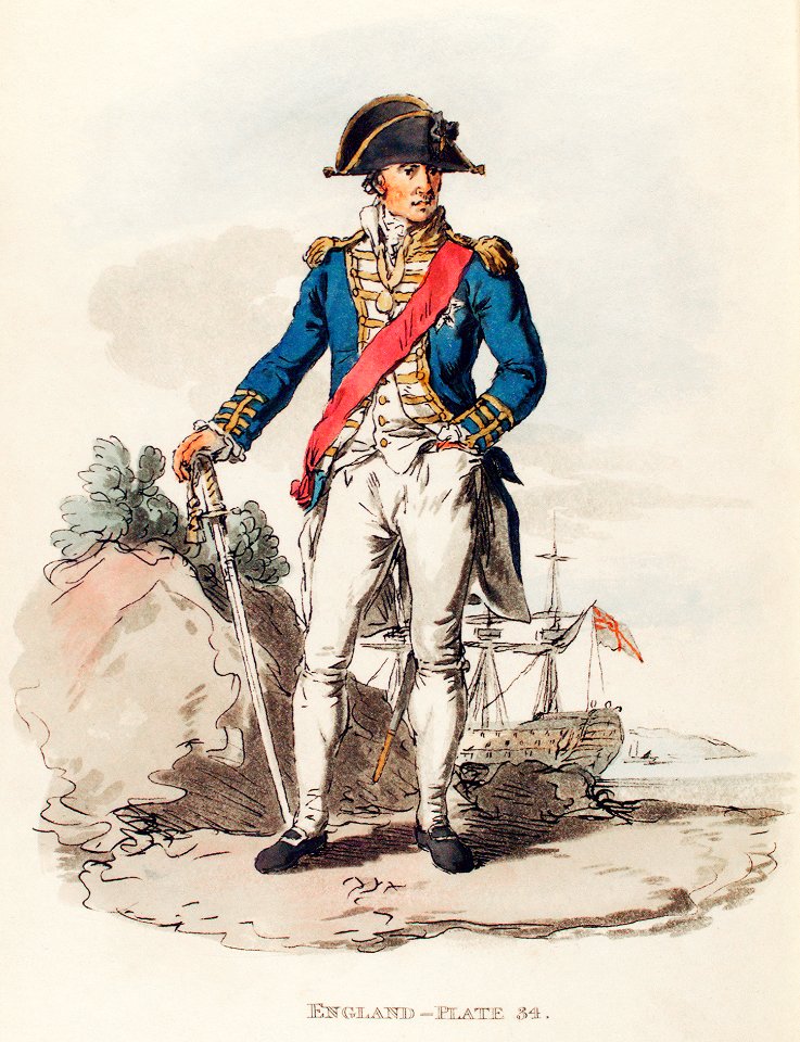 Illustration of an admiral from Picturesque Representations of the Dress and Manners of the English(1814) by William Alexander (1767-1816).