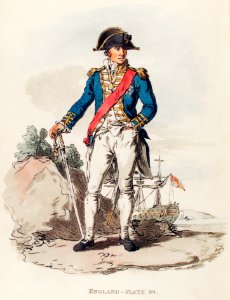 Illustration of an admiral from Picturesque Representations of the Dress and Manners of the English(1814) by William Alexander (1767-1816).. Free illustration for personal and commercial use.