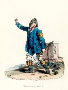 Illustration of a fireman from Picturesque Representations of the Dress and Manners of the English(1814) by William Alexander (1767-1816).