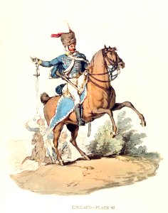 Illustration of Hussar from Picturesque Representations of the Dress and Manners of the English(1814) by William Alexander (1767-1816).
