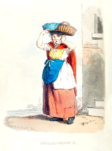 Illustration of a Billinsgate fish-woman from Picturesque Representations of the Dress and Manners of the English(1814) by William Alexander (1767-1816).. Free illustration for personal and commercial use.