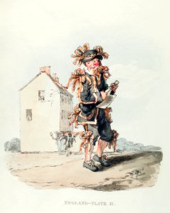 Illustration of chimney-sweeper on the first of May from Picturesque Representations of the Dress and Manners of the English(1814) by William Alexander (1767-1816).