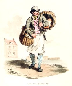 Illustration of baker from Picturesque Representations of the Dress and Manners of the English(1814) by William Alexander (1767-1816).