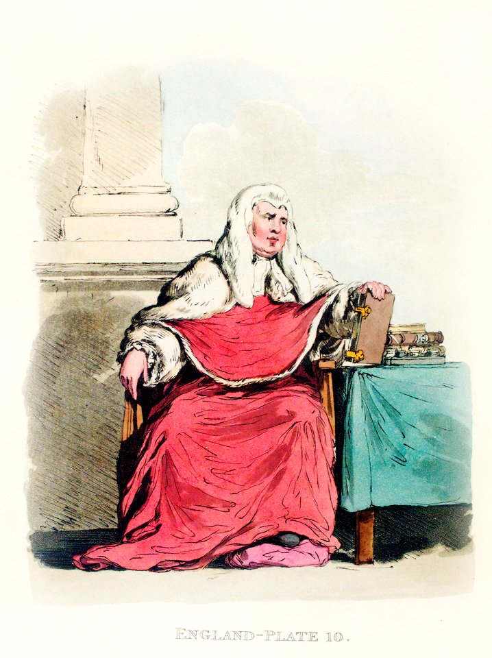 Illustration of a judge from Picturesque Representations of the Dress and Manners of the English(1814) by William Alexander (1767-1816).. Free illustration for personal and commercial use.