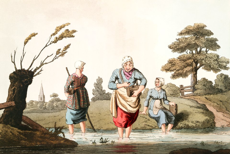 Illustration of leech finders from The Costume of Yorkshire (1814) by George Walker (1781-1856).