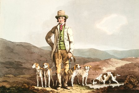 Illustration of the dog breaker from The Costume of Yorkshire (1814) by George Walker (1781-1856).. Free illustration for personal and commercial use.