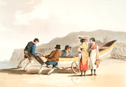 Illustration of fishermen from The Costume of Yorkshire (1814) by George Walker (1781-1856).. Free illustration for personal and commercial use.