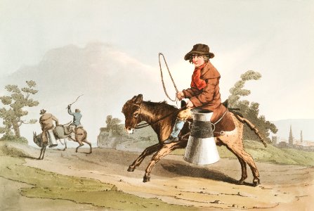 Illustration of the milk boy from The Costume of Yorkshire (1814) by George Walker (1781-1856).. Free illustration for personal and commercial use.