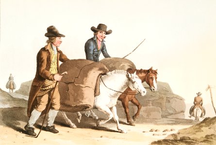Illustration of cloth makers from The Costume of Yorkshire (1814) by George Walker (1781-1856).