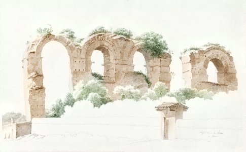 A Part of an Aqueduct in Rome (ca. 1809–1812) by Joseph August Knip.. Free illustration for personal and commercial use.