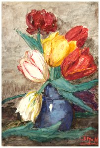 Tulips in a vase (1834–1909) by Sientje Mesdag-van Houten.. Free illustration for personal and commercial use.