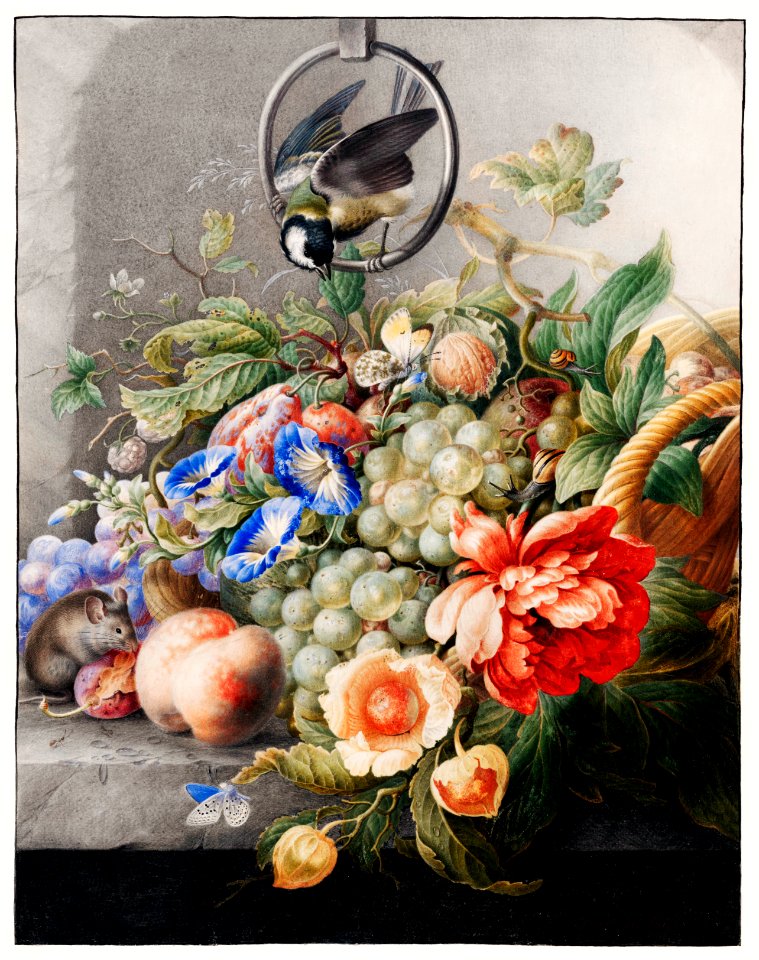 Flowers and fruits by Herman Henstenburgh (c.1700-c.1710).
