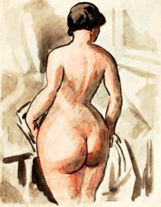 Woman showing her nude bum. Standing Female Nude by Carl Newman. Original from The Smithsonian. Digitally enhanced by rawpixel.. Free illustration for personal and commercial use.