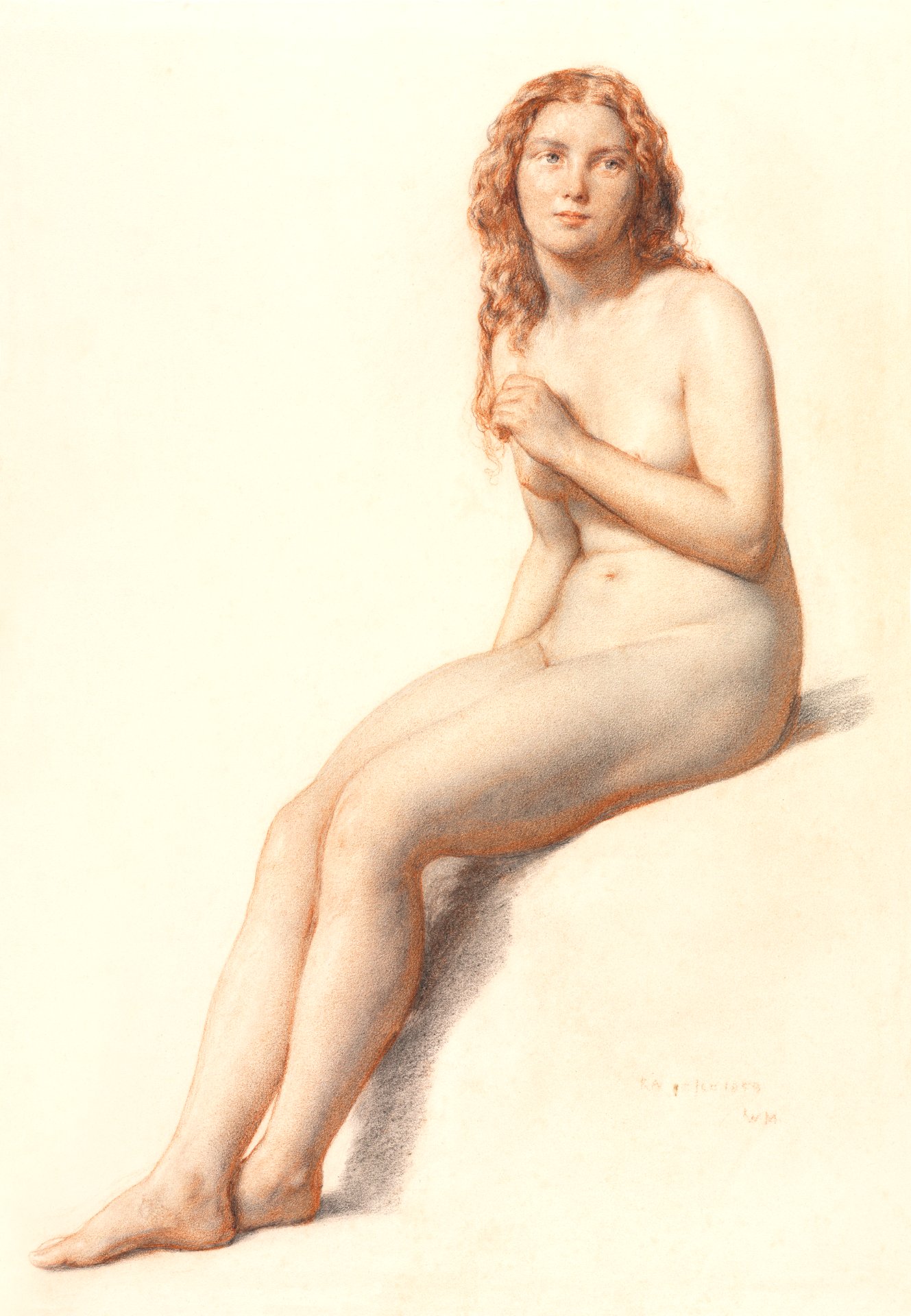 Naked woman posing sensually, vintage erotic art. Female Nude, Seated,  Three Quarter View from Front (1859) by William Mulready. Original from The  Cleveland Museum of Art. Digitally enhanced by rawpixel. - Traditional